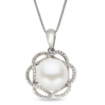 Imperial Freshwater Cultured Pearl and Diamond Accent Pendant, Sterling Silver