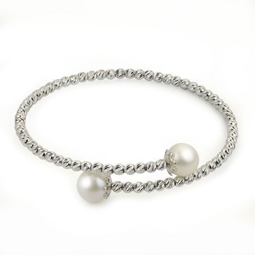 Imperial Brilliance Bead and Freshwater Cultured Pearl Sterling Silver Cuff Bracelet