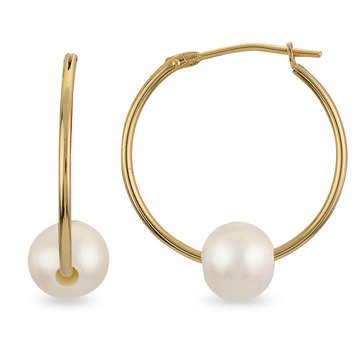 Imperial Freshwater Cultured Pearl Hoop Earrings, 14K