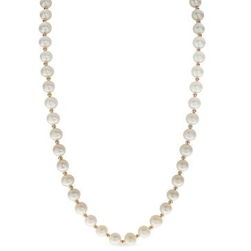 Imperial 10K Yellow Gold Freshwater Cultured Pearl and Bead Necklace