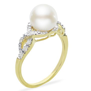 Imperial Freshwater Cultured Pearl and Diamond Ring, 10K