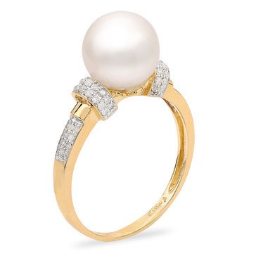 Imperial Freshwater Cultured Pearl and Diamond Ring, 14K