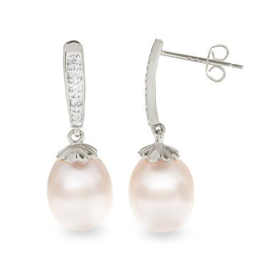 Imperial Freshwater Cultured Pearl and Diamond Earrings, 14K