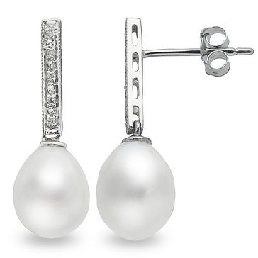 Imperial Freshwater Cultured Pearl and Diamond Earrings, 14K