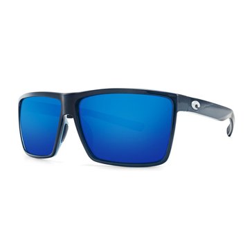 Costa del Mar Men's Rincon Shiny Black/Blue Mirror Polarized Sunglasses