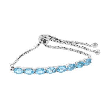 Blue Topaz Bolo Sterling Silver Bracelet