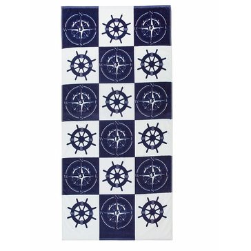 Harbor Home Print Compass Wheel Beach Towel