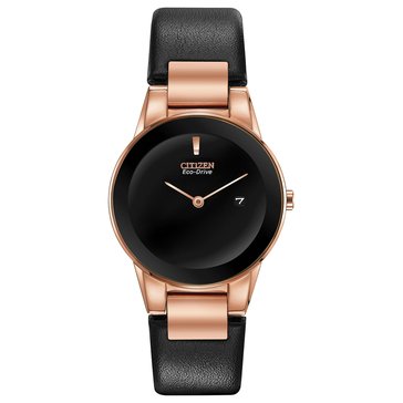 Citizen Eco-Drive Women's Axiom Leather Black Strap Watch