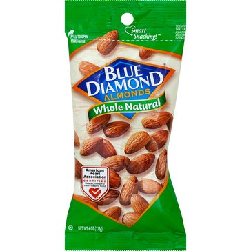 Blue Diamond Whole Natural Almonds, 4oz