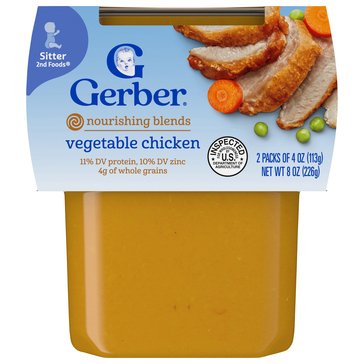 Gerber 2nd Foods Baby Foods Vegetable Chicken Dinner 4 oz Tubs, 2 pack