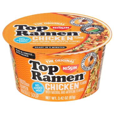 Top Ramen Chicken Flavor Noodle Soup Bowl, 3.42oz