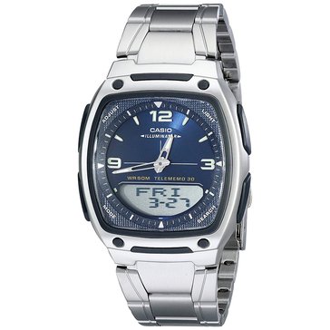 Casio Men's Blue Dial/Silver Stainless Steel Strap Watch