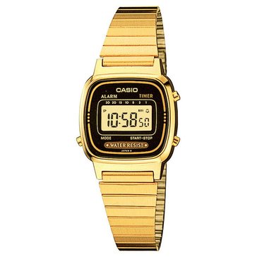 Casio Women's Black Dial Gold/Yellow Stainless Watch