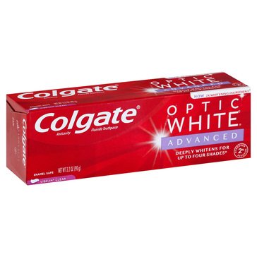 Colgate Optic White Advanced Teeth Whitening  Vibrant Clean Toothpaste, 3.2oz