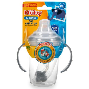 Nuby 360 Weighted Straw Grip N' Sip Tritan Trainer Cup, 8oz