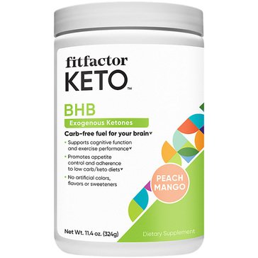 Fitfactor KETO BHB Exogenous Ketones Carb-free Peach Mango Powder, 30-Servings 