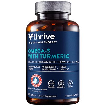 Vthrive Omega-3 with Turmeric EPA/DHA 600mg with Turmeric 424mg Softgels, 60-count