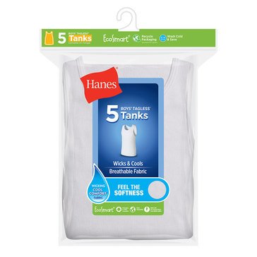 Hanes Boys' Tagless 5-Pack Tanks