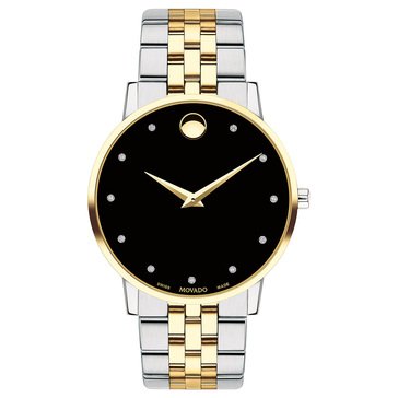 Movado Men's Swiss Museum Classic Diamond-Accent Stainless Steel Bracelet Watch