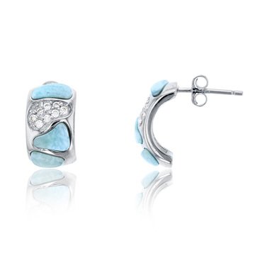 Bijoux Du Soleil Larimar Half Hoop Earrings, Sterling Silver