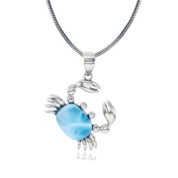 Bijoux Du Soleil Larimar Crab Pendant, Sterling Silver