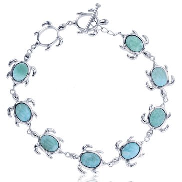 Bijoux Du Soleil Larimar Turtle Sterling Silver Bracelet