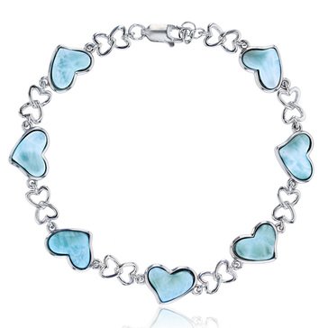 Bijoux Du Soleil Larimar Heart Sterling Silver Bracelet