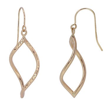 14K Dangle Flame Twist Earrings