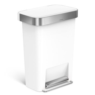 simplehuman 45-Liter Rectangular White Step Can, K Liner