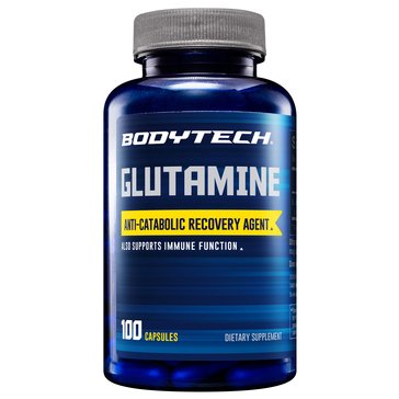 BodyTech Glutamine Anti-Catabolic Recovery Agent Plus Immune Support Capsules 500mg, 100-Count