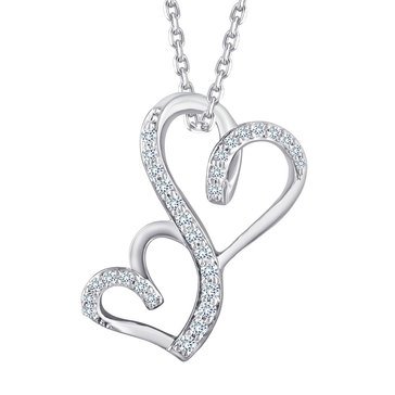Because by Navy Star 1/4 cttw Diamond Double Heart Pendant