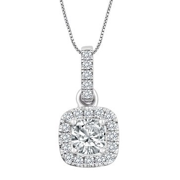 Because By Navy Star 14K White 5/8 Cttw Cushion Shaped Pendant