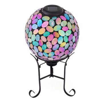 Alpine Solar Mosaic Pink Gazing Globe with Stand