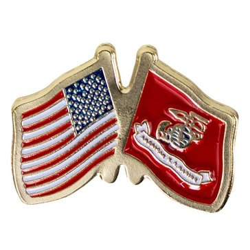USMC Lapel Pin Enamel Crossed US and USMC Flags