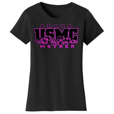 Frontline Military Apparel Women's USMC Proud Mother Hibiscus Tee