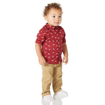 Wanderling Baby Boys' Woven Shirt &Twill Joggers Set