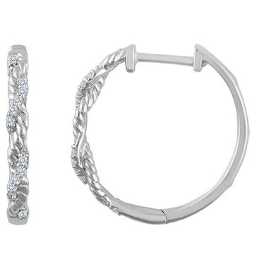 Because by Navy Star 14K White Gold 1/10 cttw Twist Hoop Earring