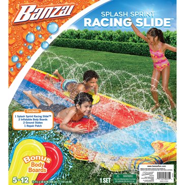 Banzai Splash Sprint Racing Slide with 2 Piece Body Board, 17L