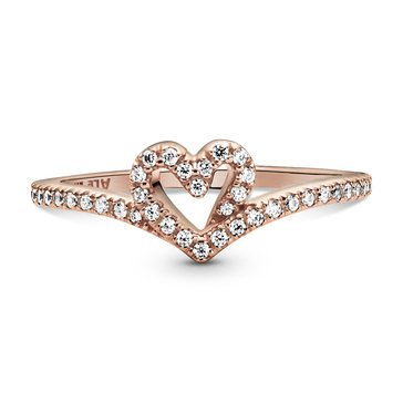 Pandora Sparkling Wishbone Heart Ring