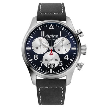Alpina Men's Startimer Pilot Chronograph Leather Strap Watch