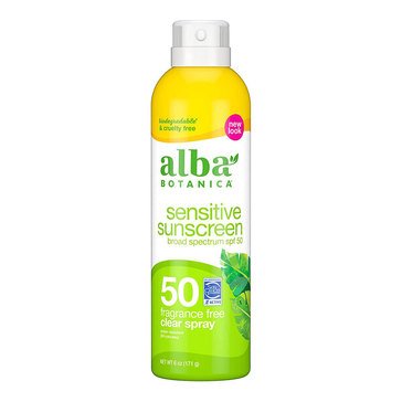 Alba Sensitive Fragrance-Free Water Resistant SPF50 Sunscreen Spray, 6oz