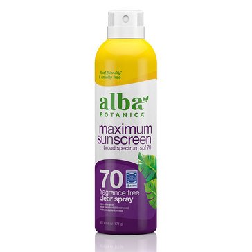 Alba Maximum Fragrance-Free Clear SPF70 Sunscreen Spray, 6oz