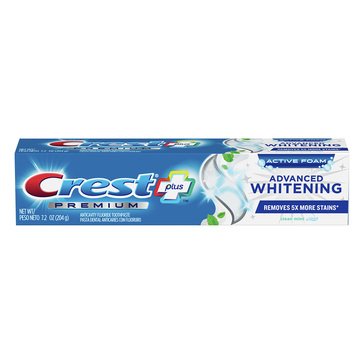 Crest Premium Advanced Whitening Active Foam Toothpaste, 7.2oz
