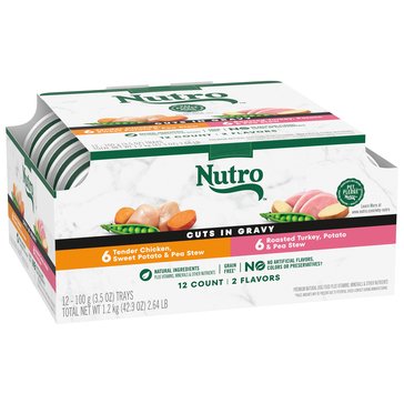 Nutro Tender Chicken, Sweet Potato and Pea Stew, Roasted Turkey, Potato and Pea Stew, 12ct