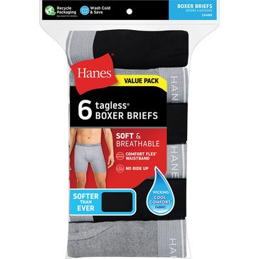 Hanes Mens 6-Pack Boxer Briefs