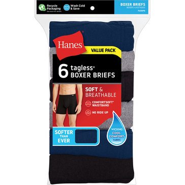 Hanes Men's Soft 6-Pack Boxer Briefs