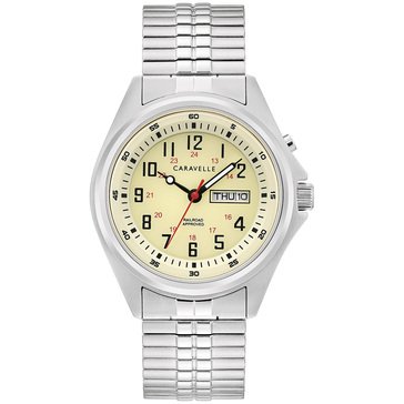 Caravelle Mens' Traditional Expandable Stainless Steel Bracelet Watch