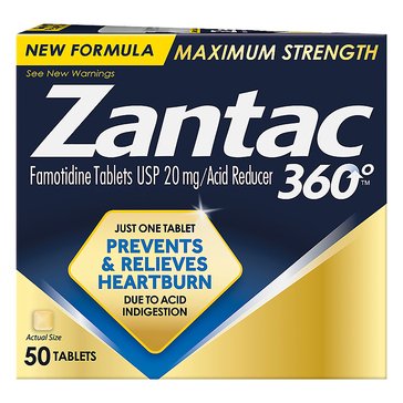 Zantac 360 Maximum Strength 20mg Tablets 50ct Bottle
