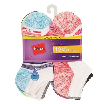 Hanes Girls' Cool Comfort 12-Pack No Show Socks