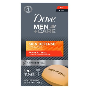 Dove Bar Men's Skin Defense Anti Bacterial 6-Count 22.5oz